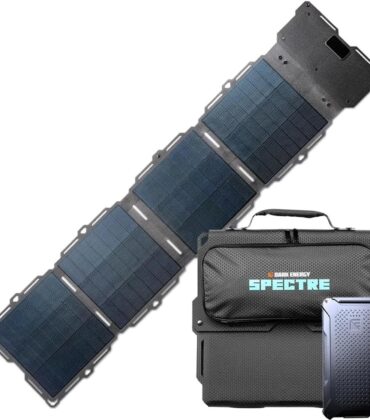 Dark Energy Poseidon Pro 10,000 mAh Indestructible Portable Charger Power Bank with Spectre 56W Folding Solar Panel - Complete Off-Grid Solar Power Generator for Camping and Emergency Backup Power