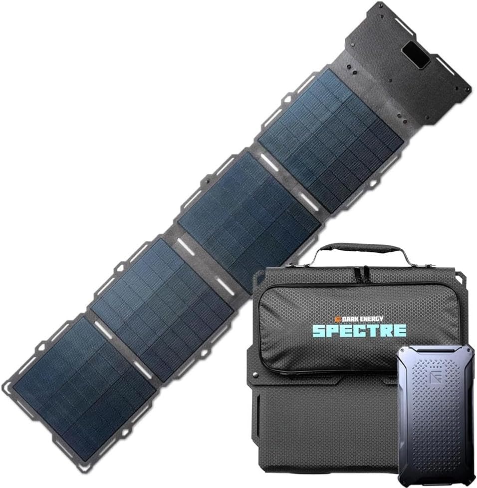 Dark Energy Poseidon Pro 10,000 mAh Indestructible Portable Charger Power Bank with Spectre 56W Folding Solar Panel - Complete Off-Grid Solar Power Generator for Camping and Emergency Backup Power