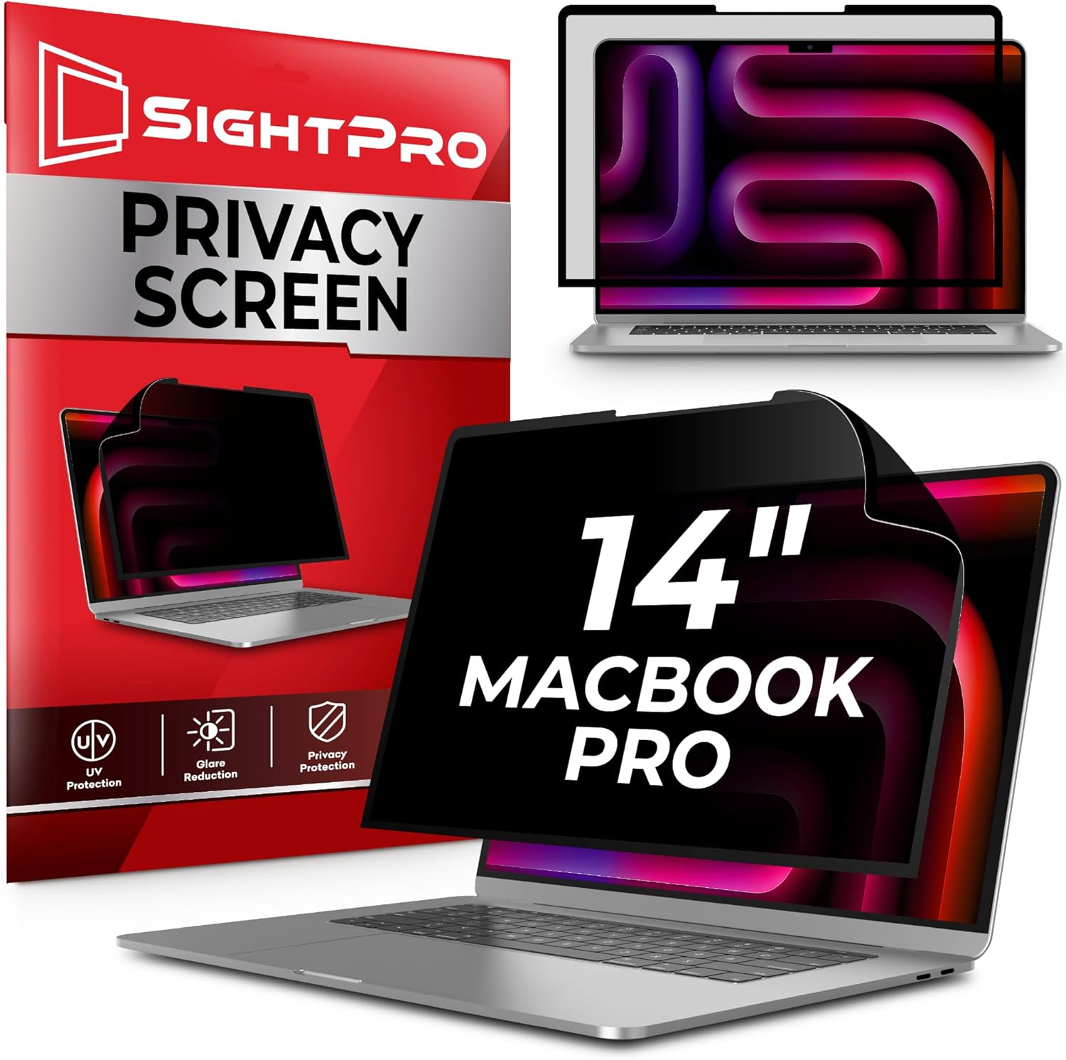 SightPro 14 Inch Privacy Screen for MacBook Pro(2021-2026, M1-M5) Monitor - Removable Laptop Privacy Filter Shield and Protector