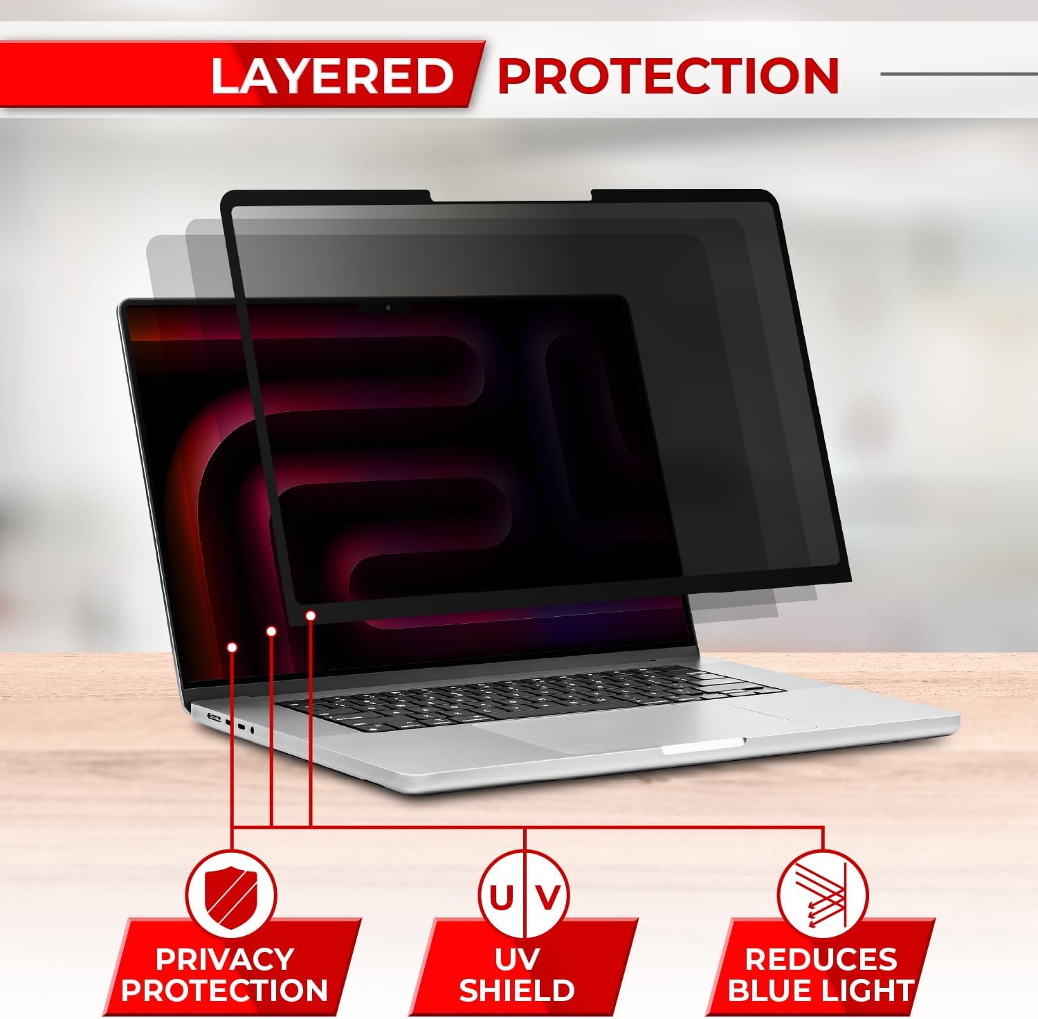 SightPro 14 Inch Privacy Screen for MacBook Pro(2021-2026, M1-M5) Monitor - Removable Laptop Privacy Filter Shield and Protector - Image 6