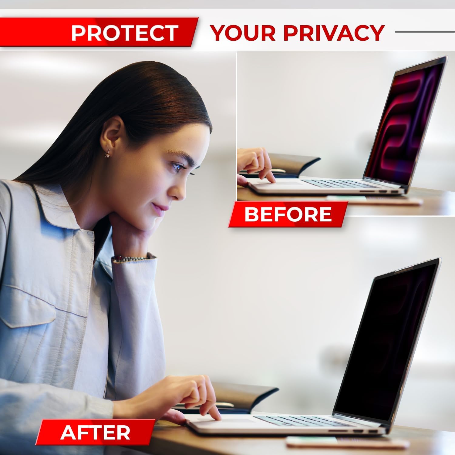 SightPro 14 Inch Privacy Screen for MacBook Pro(2021-2026, M1-M5) Monitor - Removable Laptop Privacy Filter Shield and Protector - Image 7