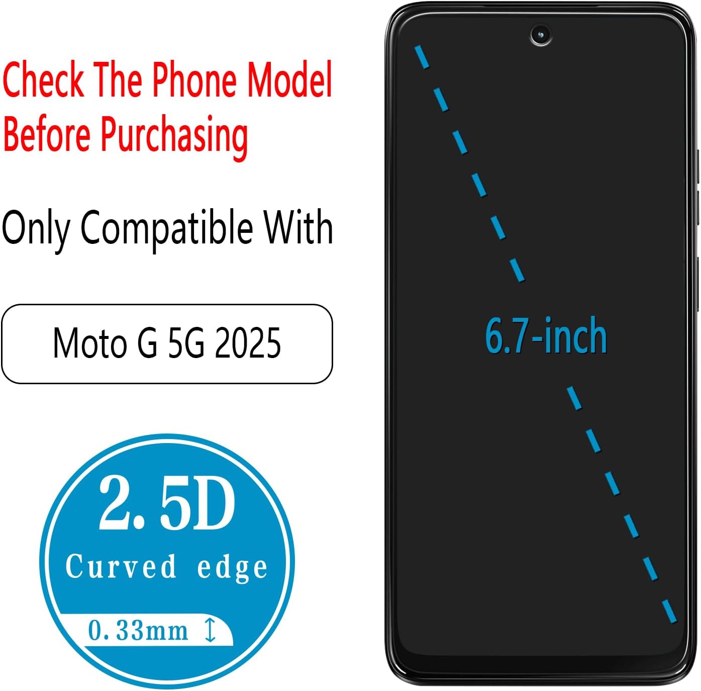 2 Pack Designed for Motorola Moto G 5G (2025) Tempered Glass Screen Protector, Anti Scratch, Bubble Free - Image 3